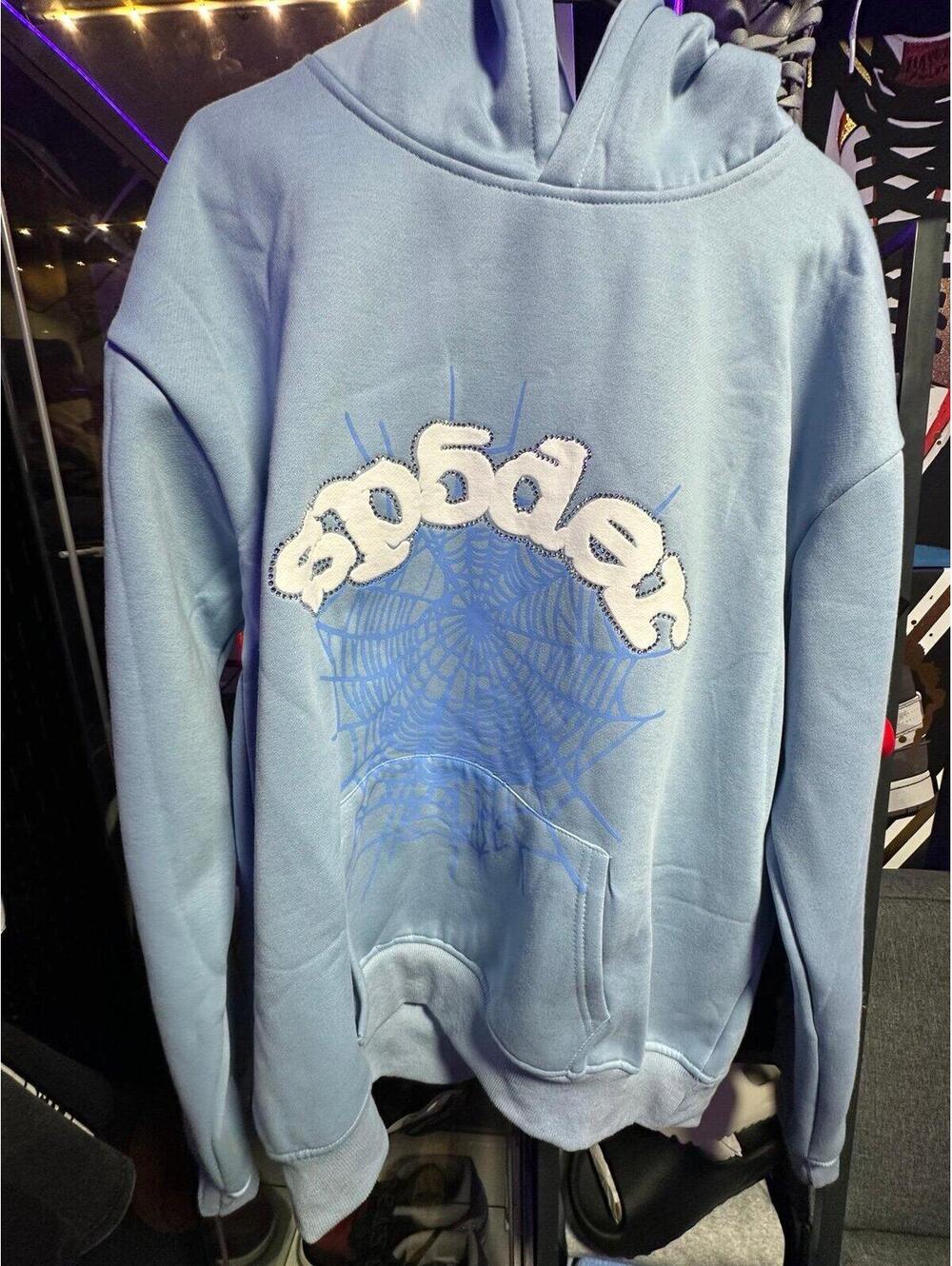 Sp5der Sky Blue Hoodie Spider Worldwide SIZE:LARGE